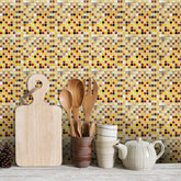 Gold and Black Stone Wallpaper Stone Texture Mosaic Fresh Wall Tiles 25pcs Peel and Stick